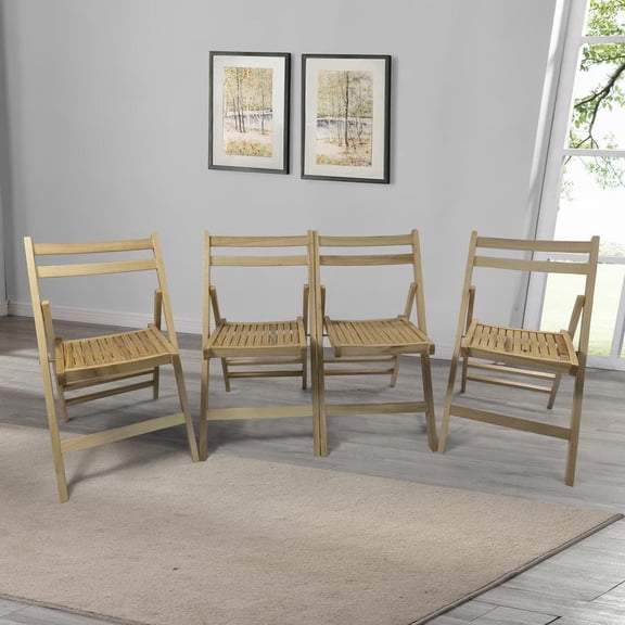 FFZ Slatted Wood Folding Special Event Chair Set of 4, Natural