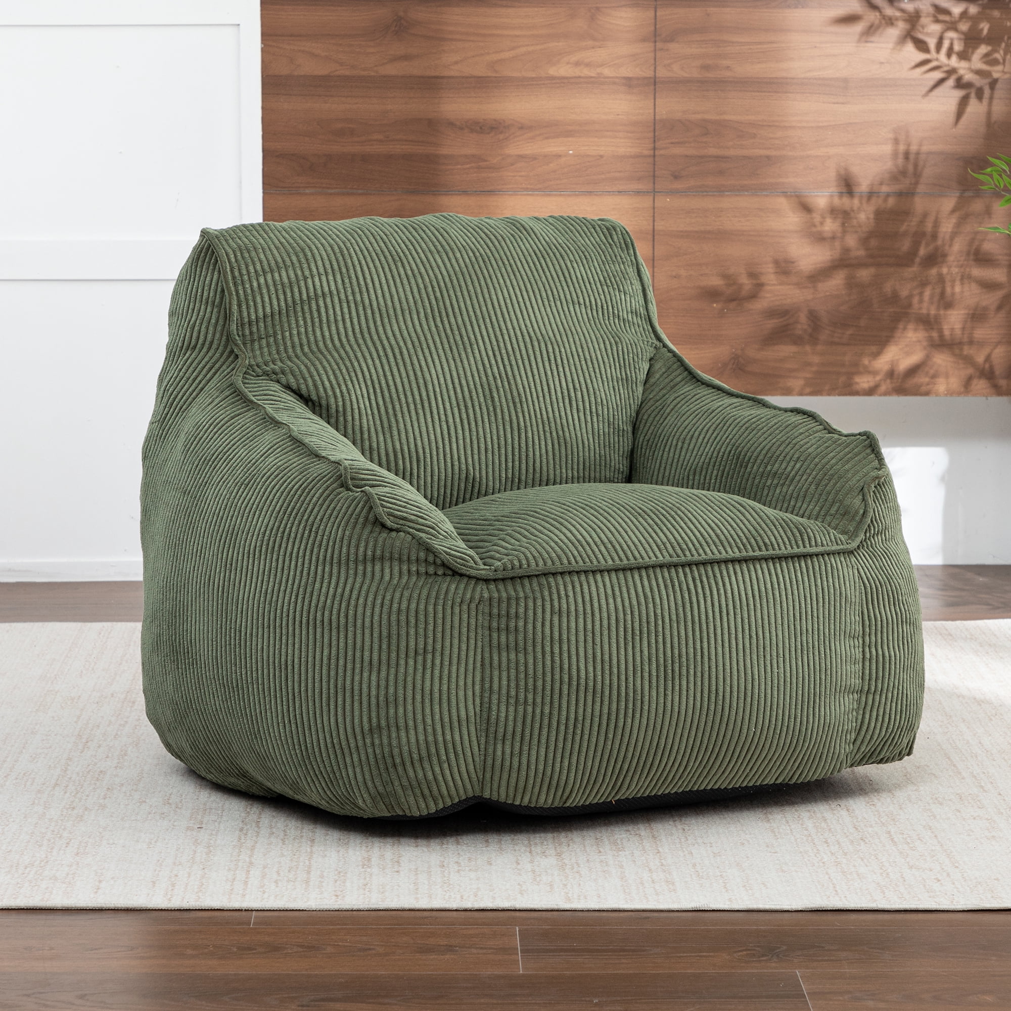 FFZ Giant Corduroy Bean Bag Chair For Adults Comfy Lazy Sofa With Armrests