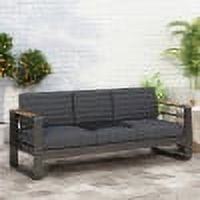 FFZ GIOVANNA 3 Seater Sofa with Aluminium Frame and Water-Resistant Cushions, 76.5 x 27.5 x 24.75 inch, Black