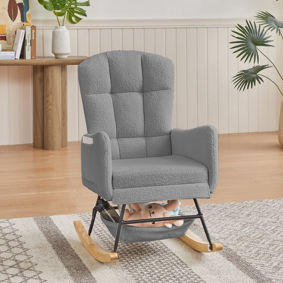 FFZ Grey Teddy Rocking Armchair