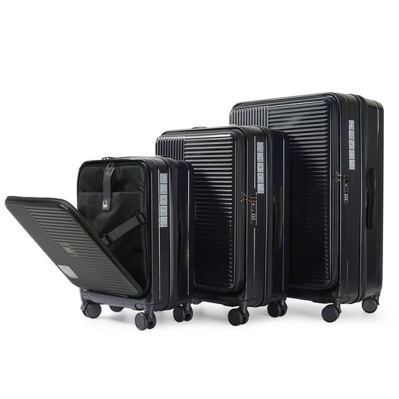 FFZ Hardshell Suitcase with Front Opening, TSA Approved Lock, Expandable Design, Black