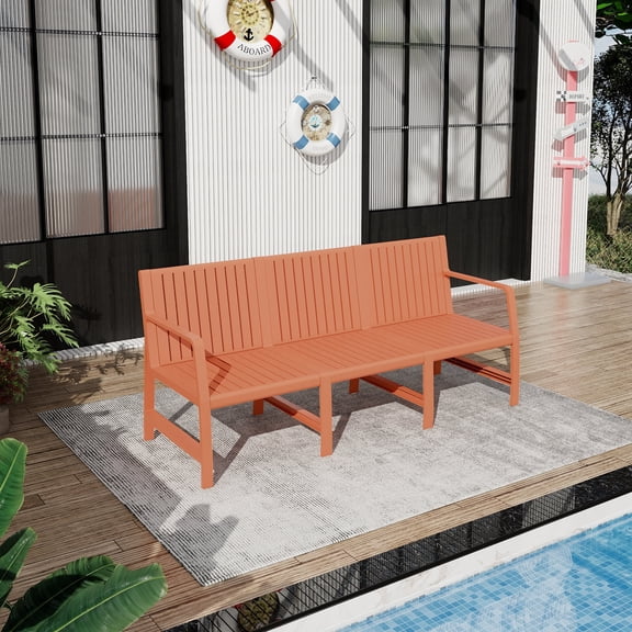 FFZ 3-Seater Sofa with Waterproof PP Material and Easy Assembly, 71.26 x 27.17 x 29.92 inch, Apricot Brown
