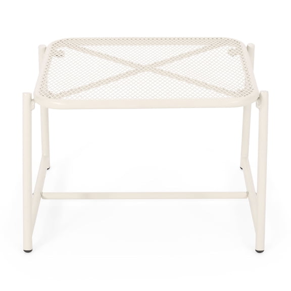 FFZ KINCAID 13 inch Side Table with Mesh Top and Iron Frame, Matte White