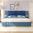 FFZ King Upholstered Platform Bed with Panel Headboard and Storage ...