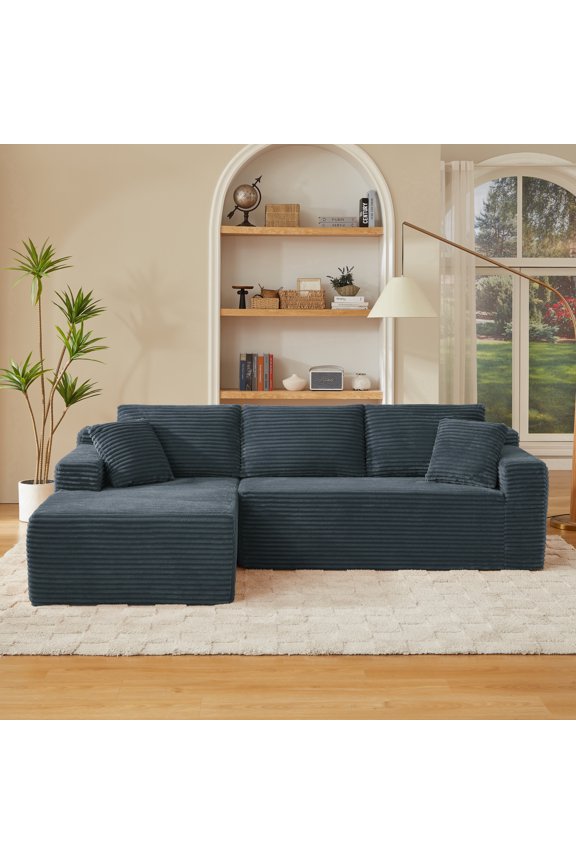 103.2" L-Shaped Cloud Sectional Sofa with Deep Seat, No Assembly Required, Modular Sleeper, DARK GREY
