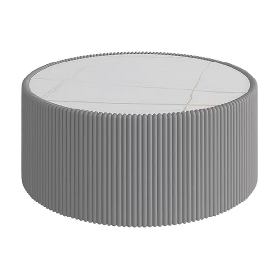 FFZ Light Marble Top Cylinder Shape Leather Coffee modern Sofa Table for Living Room furniture