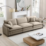 FFZ 3-Seater Sectional Sofa with 2 Arm Pillows and 3 Throw Pillows, Tan
