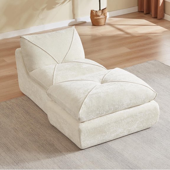 FFZ Modern Chenille Combination Sofa with Foot Pedals, Spacious, Comfortable, Multi-functional, Beige