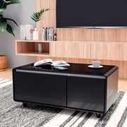 FFZ Modern Smart Coffee Table with Fridge, Freezer, Bluetooth Speaker, Wireless Charging, Touch Control, Black