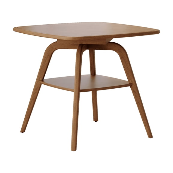 FFZ Modern Wooden Dining Table With Storage Shelf, Walnut
