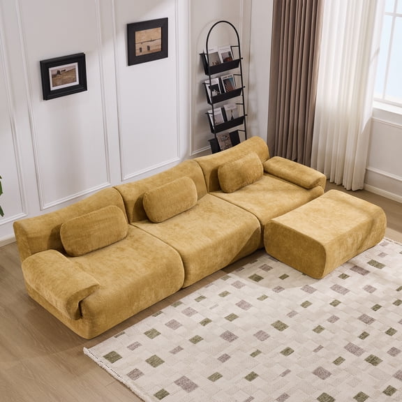 FFZ Modular Combination Bamboo Joint Shape Armchair Extra-Large Compression 3+1 Seater Chenille For Living Room Bedroom