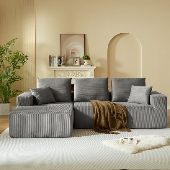 FFZ 109.4 inch Modular Sectional Sofa with Chaise and Ottoman, No Assembly Required, Dark Gray