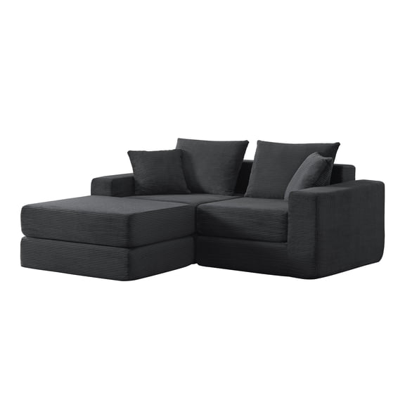 FFZ Modular Cloud Sectional Sofa with L-Shape Chaise, Boneless Design, Cozy Sleeper, Dark Gray