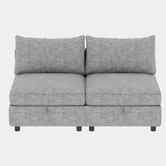 FFZ 2-Piece Modular Sectional Sofa Seat with Storage, Chenille Fabric, 30.5 x 32.5 x 32 inch, Grey