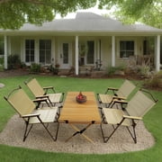 FFZ Multi-Function Foldable Dining Set with 4 Chairs, Indoor and Outdoor Universal, Natural