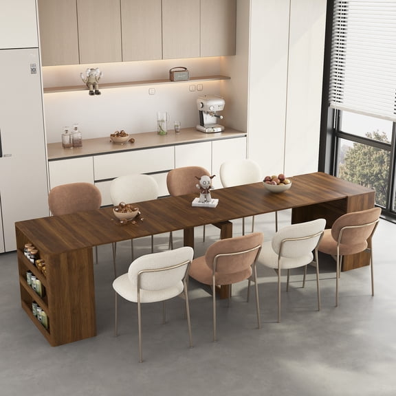 FFZ Multifunctional Wood Extendable Foldable Rectangle Kitchen Dining Room Table Console For 1-10 People