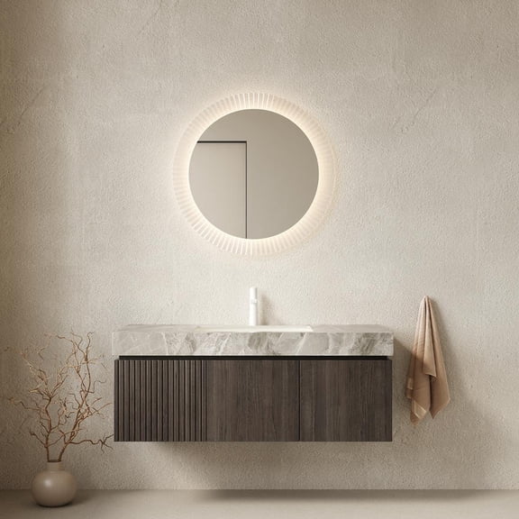 FFZ 48 inch Floating Bathroom Vanity with Sintered Stone Top, Ceramic Basin and Plywood Cabinet, Espresso
