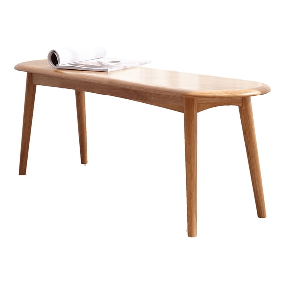 FFZ Natural Oak Wood Dining Bench with Half-Round Ends, 39.37 x 11.81 x 16.14 inch, Oak