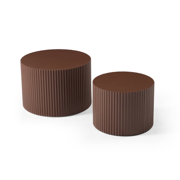 FFZ Nesting Coffee Table Set of 2 with MDF Construction, 23.62 x 23.62 x 15.75 inch, Dark Brown