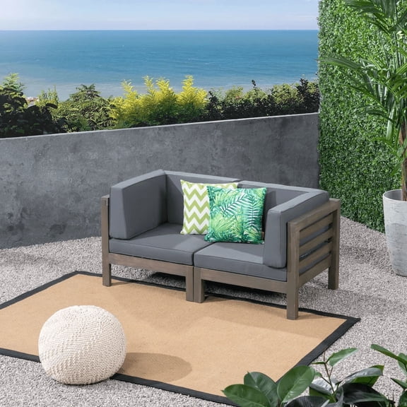 FFZ Oana 2-Piece Love Seat Set, Dark Grey