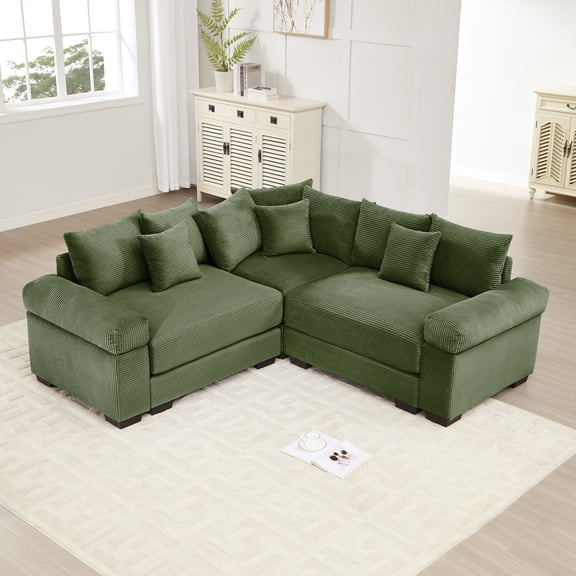 FFZ Oversized Cloud Modular Sectional Convertible Deep Extra-Wide Armrests Green For Living Room Bedroom