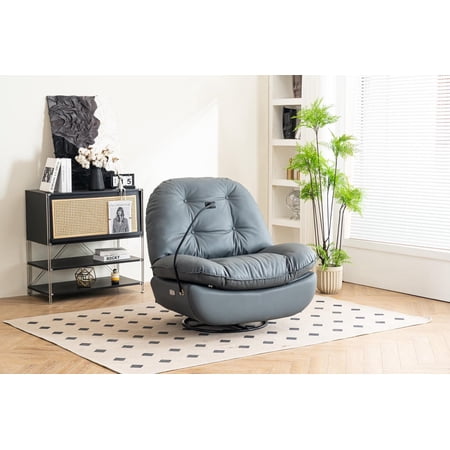 FFZ Power Recliner Swivel Glider with Bluetooth Music Player, USB Ports, Sleep/Work/Game/Leisure, Dark Grey