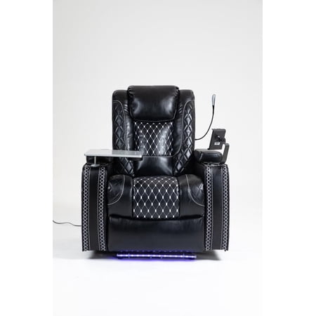 FFZ Zero Gravity Recliner with Multifunctional Features, Storage Armrest and Cup Holder, Black