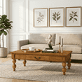 thumbnail image 1 of FFZ Rectangular Coffee Table with Storage Drawer and Gourd-Shaped Legs, 47 x 26.8 x 16 inch, Natural, 1 of 15