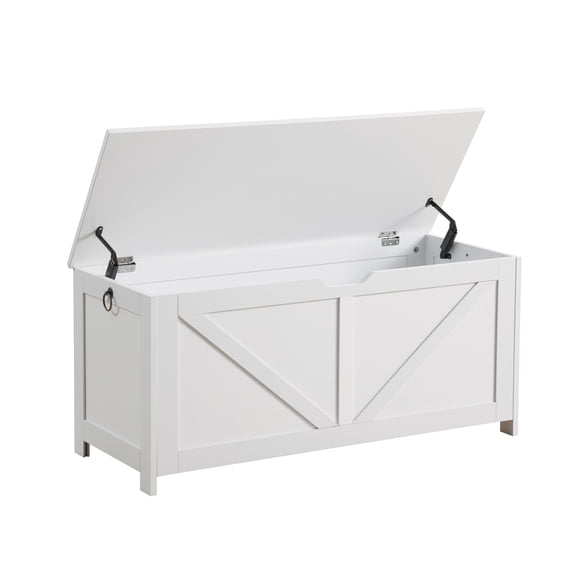 FFZ Retro Storage Chest Bench Toy Box Organizer Entryway 2 Hinges Easy Assembly White