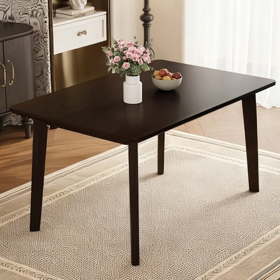 FFZ Rustic Farmhouse Minimalist Modern Dining Table Solid Wood Frame For Kitchen Living Room, Espresso