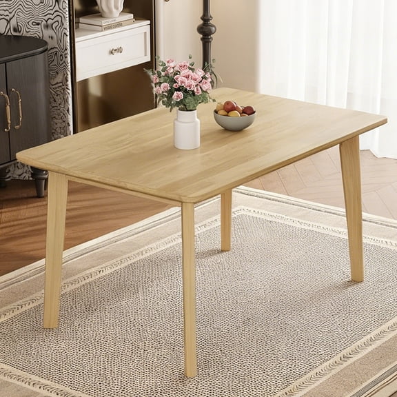 FFZ Rustic Farmhouse Minimalist Retro Dining Table Solid Wood Frame For Living Room, Natural