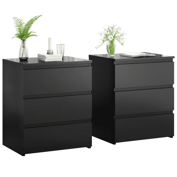 FFZ Set 2 3 Drawer Dresser Small Closet Wooden Nightstand Bedroom Chest Side Table Home Office