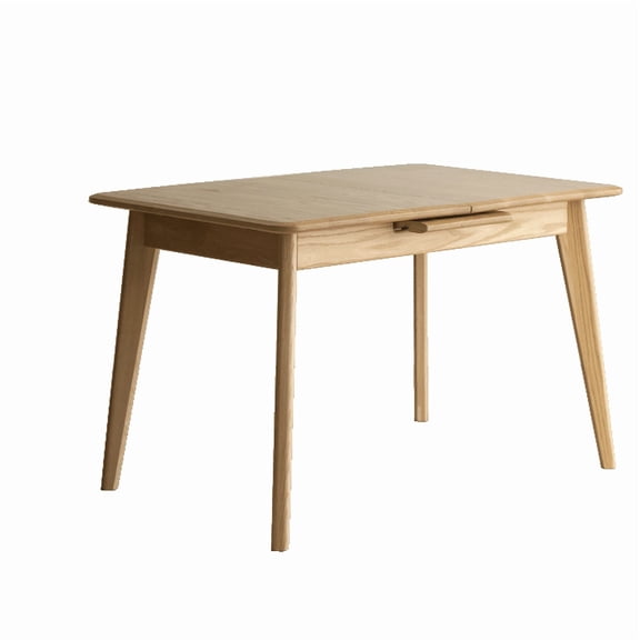 FFZ Solid Oak Round Corner Diagonal Leg Telescopic Extendable Dining Table Metal Slide For 6-8 People, Light Color