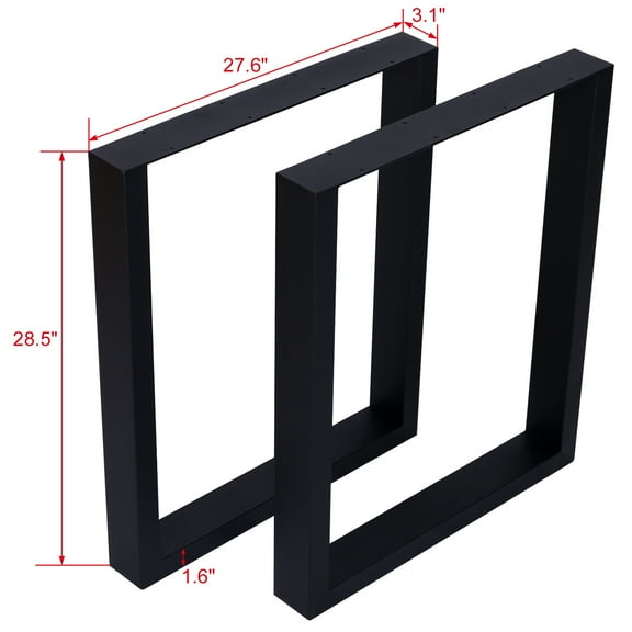 FFZ Square Table Legs 28X 28" ,Wide Metal Legs , Heavy Duty Steel Desk Legs Leg Dining Legs Coffee Desk Leg, Set Of 2