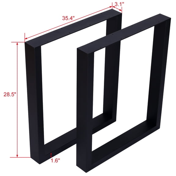 FFZ Square Table Legs 28X 35" ,Wide Metal Legs , Heavy Duty Steel Desk Legs Leg Dining Legs Coffee Desk Leg, Set Of 2