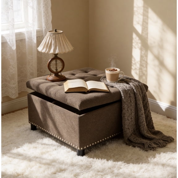 FFZ Storage Ottoman, Tufted Footstool,Home Decor