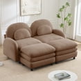 thumbnail image 1 of FFZ Teddy Cloud-Like 2-Seat Sofa with 2 Ottomans for Home, Camel, 1 of 12