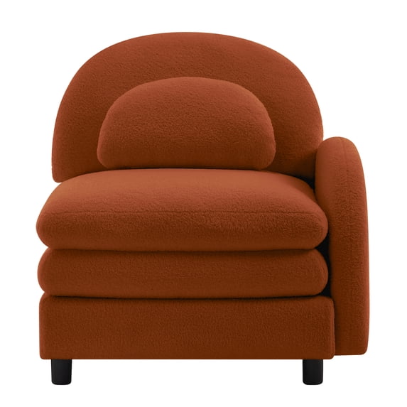 FFZ Vitoria Curved Teddy Fabric Sofa with Pillows for Home, Orange