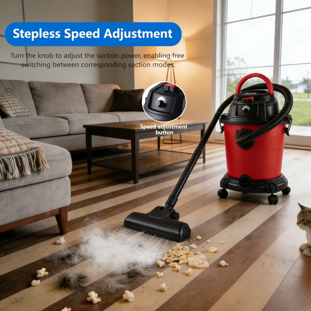 FFZ Wet Dry Vac, 8 Gallon, 6 Peak HP, 3 in 1 Shop Vacuum with Blowing Function, Wet/Dry Vacuum to Clean Floor, Upholstery, Gap, Car, Black