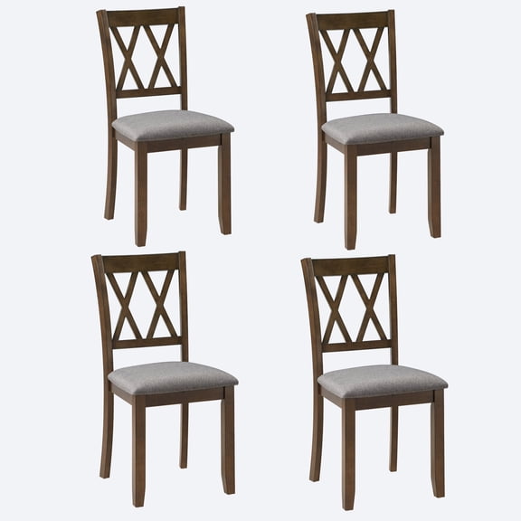 FFZ Set of 4 Wooden Dining Chairs with Padded Seat and Rubber Wood Legs, 17 x 20 x 36 inch, Walnut