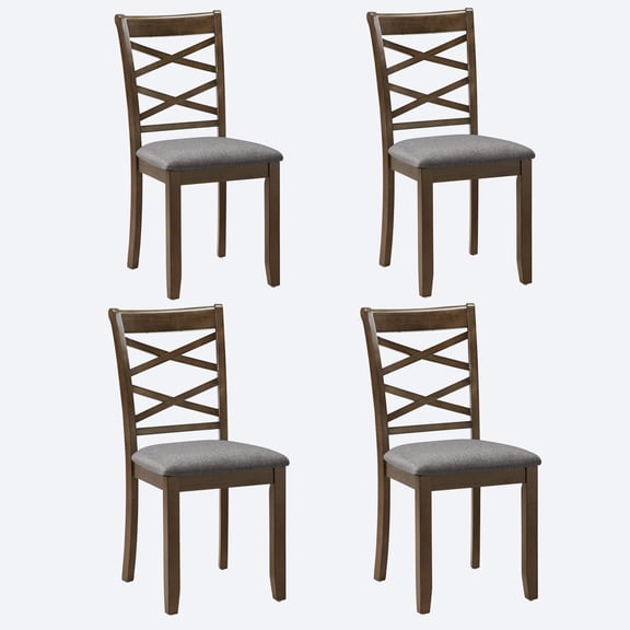 FFZ Set of 4 Wooden Dining Chairs with Padded Seat and Rubber Wood Legs, 17 x 20 x 36 inch, Walnut