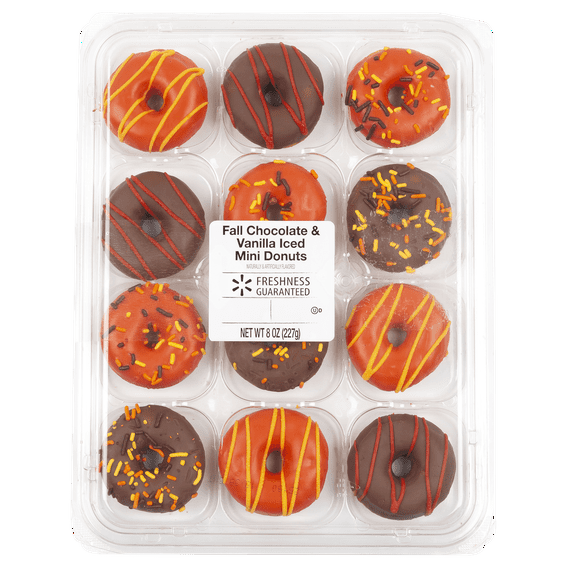 Freshness Guaranteed Fall Chocolate and Vanilla Iced Mini Donuts, 8 oz, 12 Count