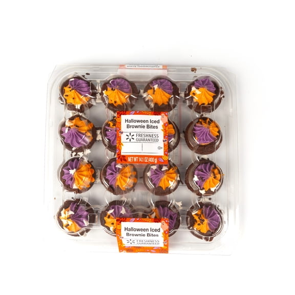 Freshness Guaranteed Halloween Iced Brownie Bites, 14.1 oz, 16 Count (Bakery Fresh, Sweet Dessert)