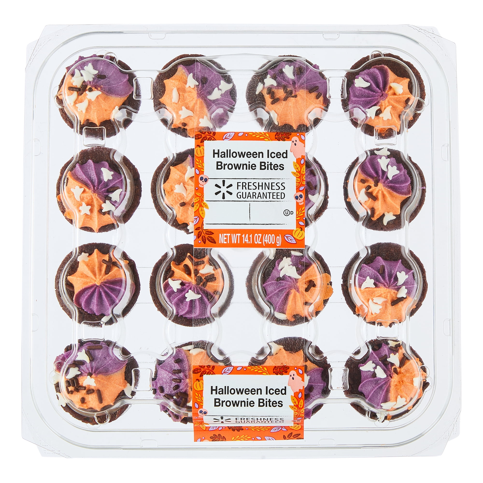 Freshness Guaranteed Halloween Iced Brownie Bites, 14.1 oz, 16 Count (Bakery Fresh, Sweet Dessert)