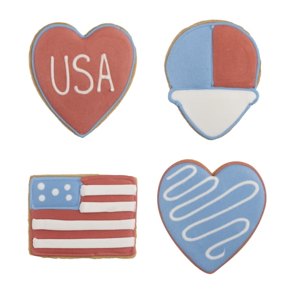 Freshness Guaranteed Red/White/Blue Patriotic Hand Decorated Heart Sugar Cookie, 2.2 oz