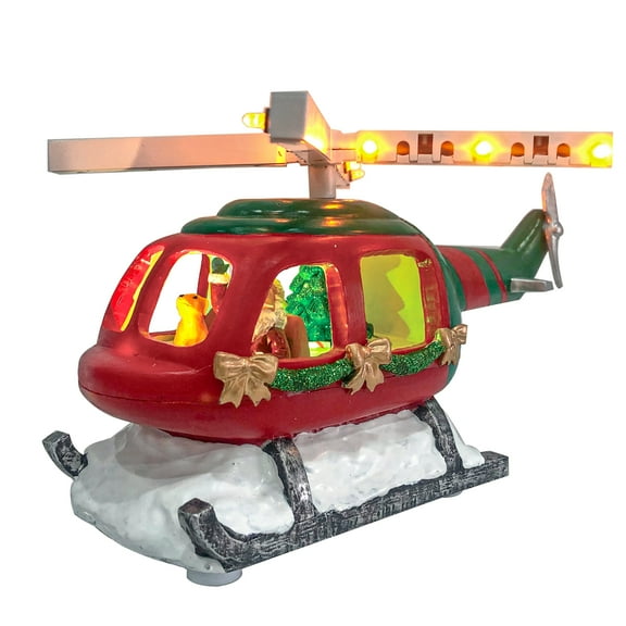 FG Square Animated Christmas Village Accessory - Santa in Helicopter