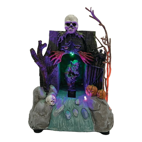 FG Square Animated Drainpipe Ghoul Halloween Figurine | Spooky Town Collection Accessories with Multi-Color LED, Motion and Sound for Halloween Decorations | 8.66 Inch