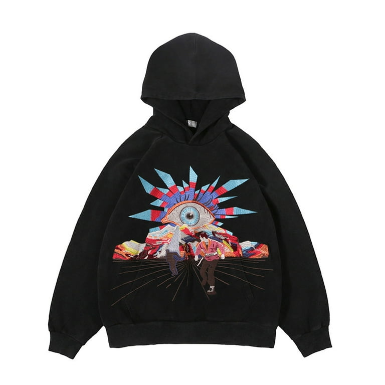 FG men s clothing 2022 autumn and winter new fashion brand high street hip hop creative fun embroidered sweater loose hooded sweater Walmart