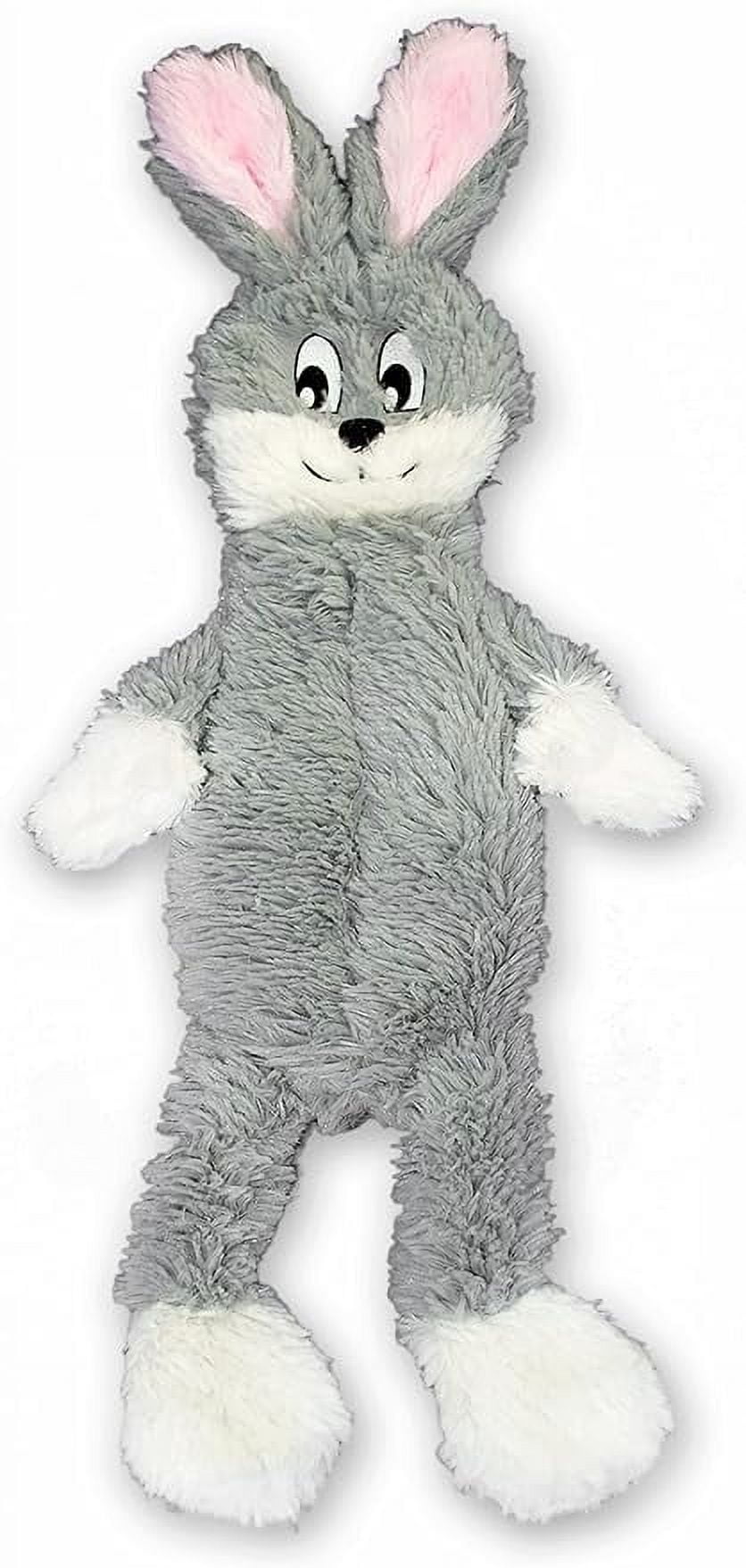 FGA MARKETPLACE Grey Rabbit Flat NO Stuffing NO Squeak Plush Dog Toy ...