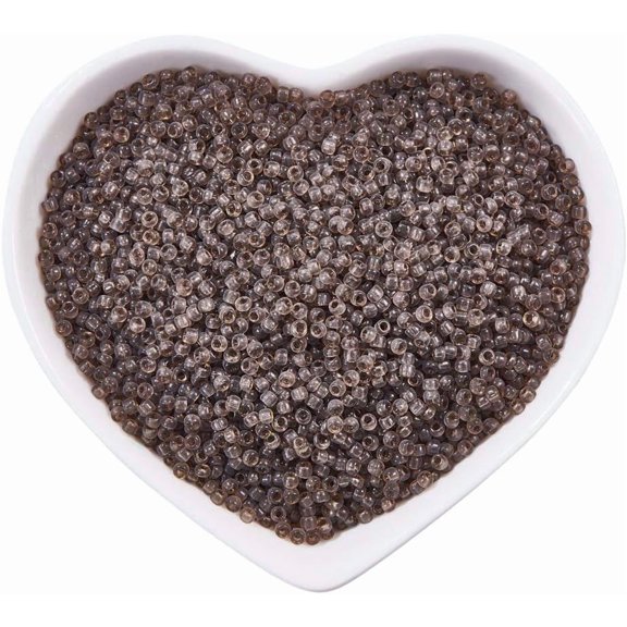 FGB 12/0 Transparent Glass Seed Beads Grade A Round Coffee 2x1.5mm Hole: 0.8mm 11200pcs/bag